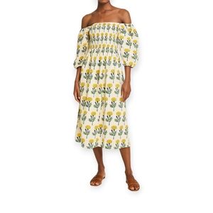 Emerson Fry India Collection Basalie Midi Dress Little Marigolds Danube Organic